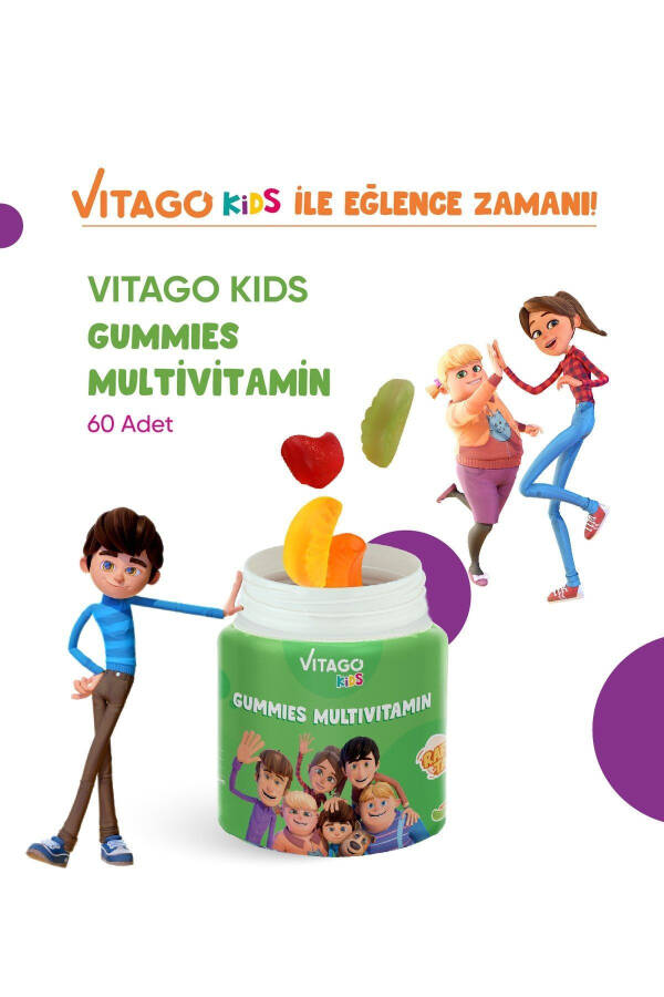 Çocuklar İçin Multivitamin Multimineral İçeren 60 Adet Çiğnenebilir Gummy Jel - 5