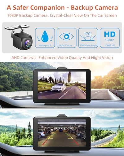 Cogamichi Ko'chma Apple CarPlay & Android Auto 1080P Orqa Ko'rinish Kamerasi bilan, Avtomobil Ekrani x7 dyuym HD IPS Sensorli CarPlay Ekrani Avtomobilga Ulanish uchun, Avtomobil O'ynatish Dash Mount AUX, FM, Siri, GPS Navigatsiya bilan - 3