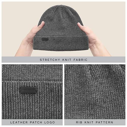 Cole Haan Heritage Rib Cuff Beanie - Erkaklar uchun issiq trikotaj qishki Beanie - kundalik kiyim uchun mos keladigan klassik qavariq dizayni - 5