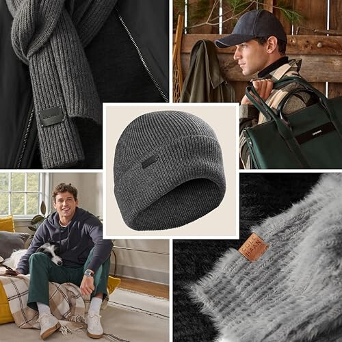 Cole Haan Heritage Rib Cuff Beanie - Erkaklar uchun issiq trikotaj qishki Beanie - kundalik kiyim uchun mos keladigan klassik qavariq dizayni - 7