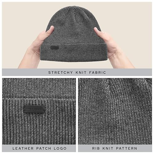 Cole Haan Heritage Rib Cuff Beanie Hat - Warm Knit Winter Beanie for Men - Classic Cuffed Design, Perfect for Daily Wear - 5