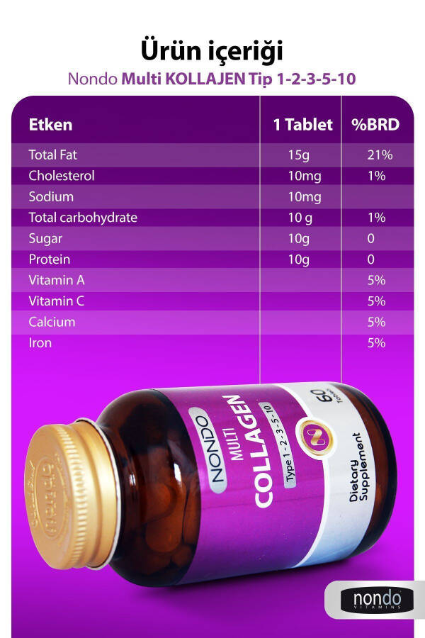 Collagen 60 Tablets Multi Collagen Type 1-2-3-5-10 - 7