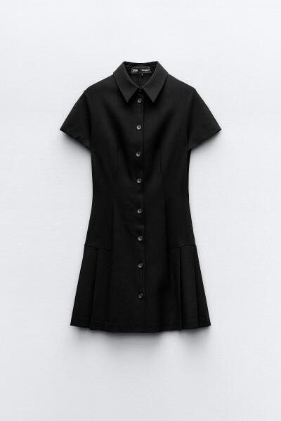 COLLAR DETAIL MINI DRESS - Black - 11