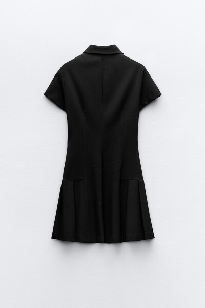 COLLAR DETAIL MINI DRESS - Black - 12