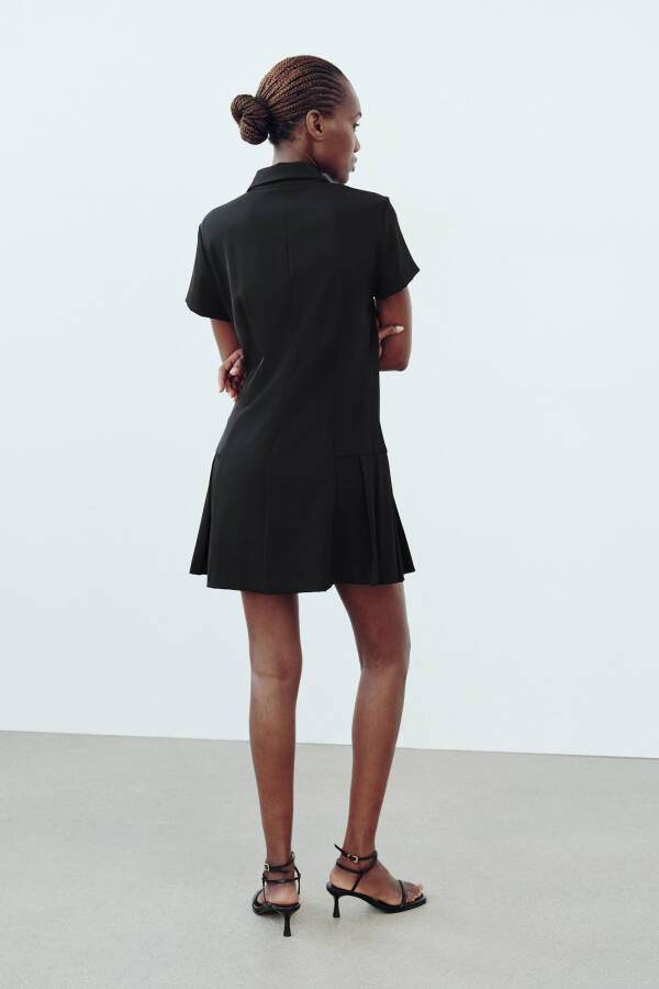 COLLAR DETAIL MINI DRESS - Black - 3