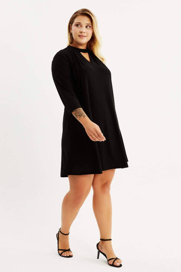 Collar Detailed Knitted Dress - 4