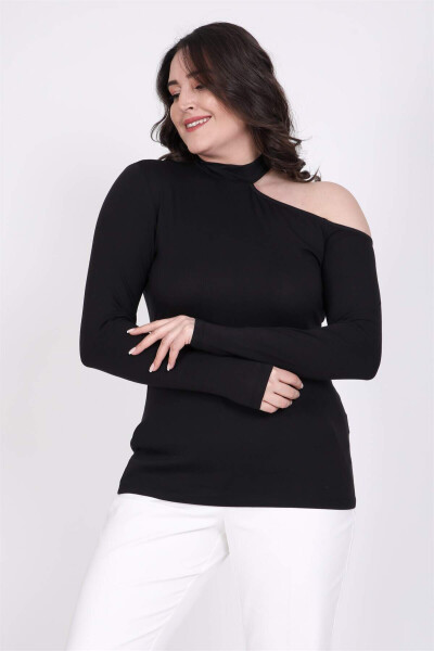 Collar Neck Low Shoulder T-Shirt - 1