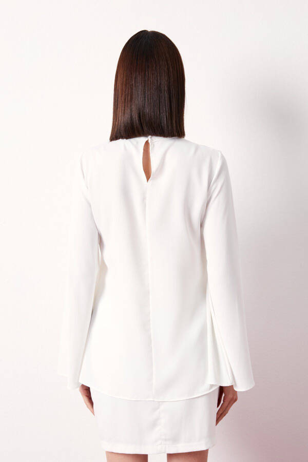 Collared Spanish Sleeve Blouse - Ecru - 8