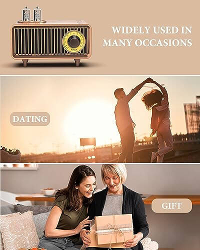 COLSUR Retro Bluetooth Speaker, Vintage Radio, bass, Bluetooth 5.1 Wireless Connection, Suitable for Home Office, Outdoor Party, Portable Speaker, Suitable for iPhone, Android Speaker - 11