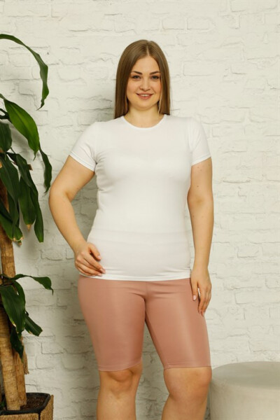 Combed Cotton Plus Size Above Knee Leggings 5890 - 1