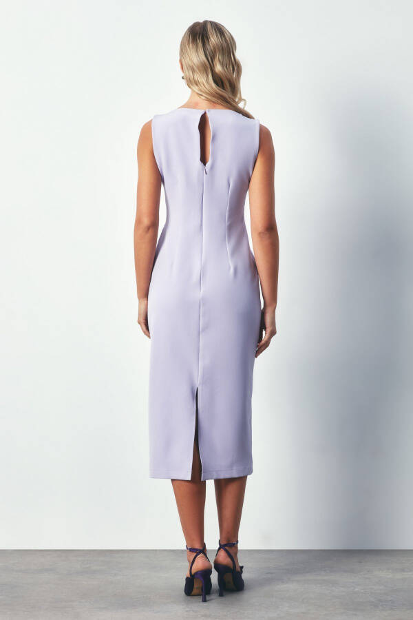 Combined Accessory Pencil Dress - LILAC - 5