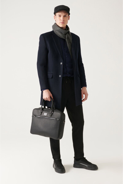 Comfort fit, notch lapel, navy wool cashmere coat. A22y6100 - 8