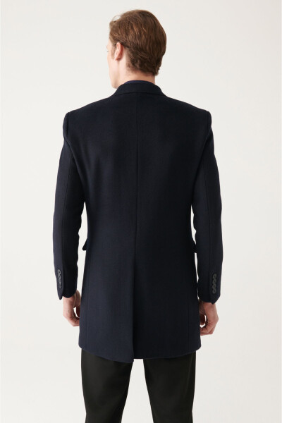 Comfort fit, notch lapel, navy wool cashmere coat. A22y6100 - 3