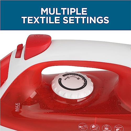 COMMERCIAL CARE Steam Iron, 1200 Watt Portable Iron, Self-Cleaning Steamer for Clothes with Nonstick Soleplate, Red - 4