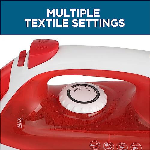 COMMERCIAL CARE Steam Iron, 1200 Watt Portable Iron, Self-Cleaning Steamer for Clothes with Nonstick Soleplate, Red - 4