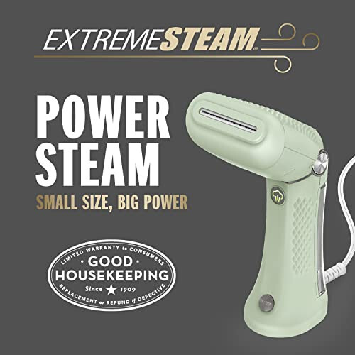 Conair Handheld Garment Steamer for Clothes - Power Steam: Small Size, Big Power - Great for Home, Office, or Travel with Dual Voltage for Worldwide Use, Mint Green - 2