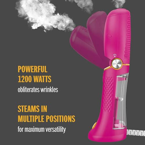 Conair Handheld Garment Steamer for Clothes - Power Steam: Small Size, Big Power - Great for Home, Office, or Travel with Dual Voltage for Worldwide Use, Pink - 10