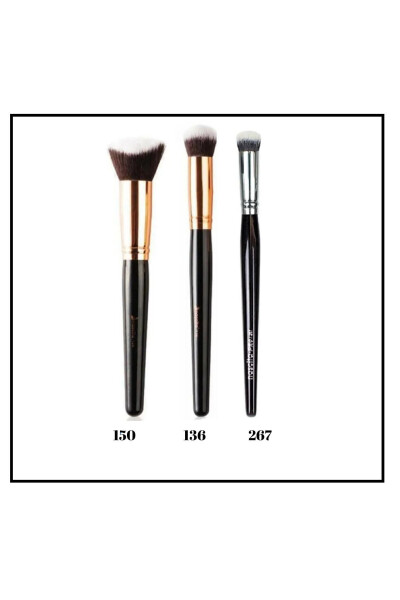 Concealer Brush 136+3d Kabuki Foundation Brush 150+pro Round Tip Concealer Brush 0267-3 Piece Set - 1