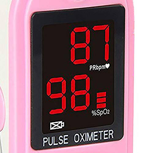 Concord Basics Pink Fingertip Pulse Oximeter Blood Oxygen Saturation Monitor with Carrying Case, Batteries, Silicone Cover and Lanyard - 3