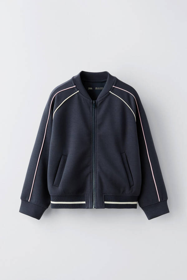 Contrast bomber jacket, navy blue - 1