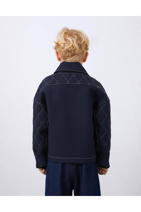 Contrast Stitch Detail Navy Unisex Jacket - 6