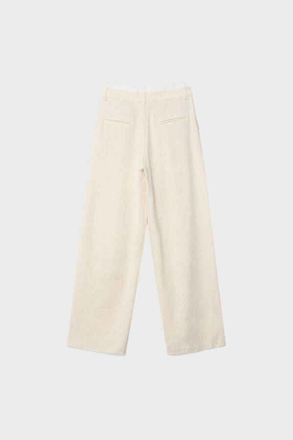 Contrast Waist Linen Blend Pants - 13