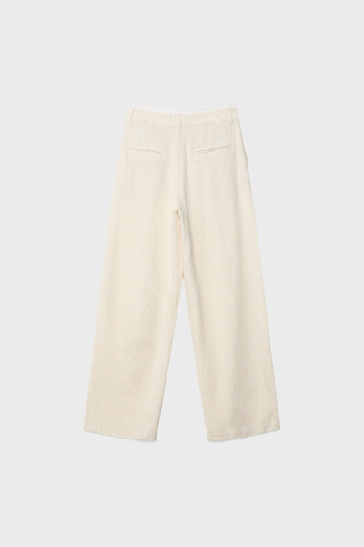 Contrast Waist Linen Blend Pants - 6