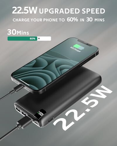 CONXWAN Портативное зарядное устройство 26800mAh Power Bank 22.5W Быстрая зарядка, 4 выхода USB PD Внешний резервный зарядный устройство для мобильного телефона USB C аккумуляторный блок Совместим с iPhone планшетами Galaxy Android - 2