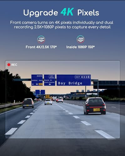 COOAU 4K Çift Dash Cam, Dahili GPS Wi-Fi, 2.5K+1080P Ön ve İç Kızılötesi Gece Görüşüyle Dash Cam, Park Modlu Dash Kamera, Döngülü Kayıt, Maksimum 256GB Destek - 3