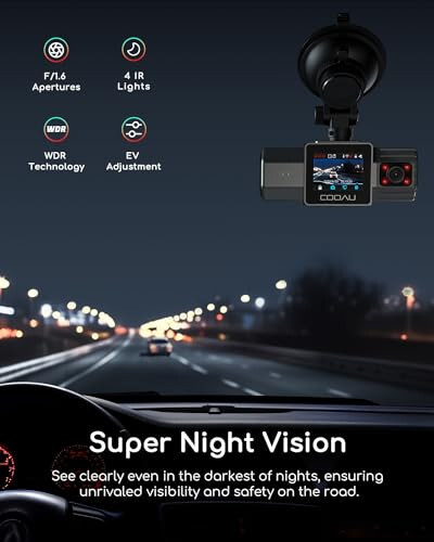 COOAU 4K Çift Dash Cam, Dahili GPS Wi-Fi, 2.5K+1080P Ön ve İç Kızılötesi Gece Görüşüyle Dash Cam, Park Modlu Dash Kamera, Döngülü Kayıt, Maksimum 256GB Destek - 5