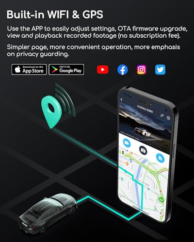 COOAU 4K Двойная автомобильная камера, встроенный GPS Wi-Fi, 2.5K+1080P автомобильная камера спереди и внутри с инфракрасным ночным видением, автомобильная камера с режимом парковки, циклическая запись, поддержка максимум 256 ГБ - 7