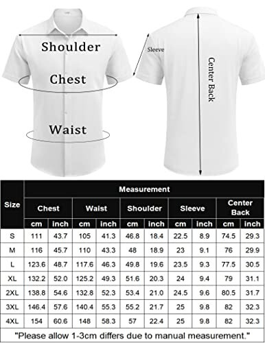 COOFANDY Men's Linen Shirts Short Sleeve Casual Shirts Button Down Shirt for Men Beach Summer Wedding Shirt - 7