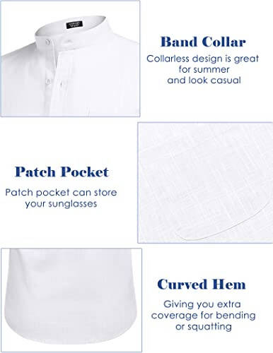 COOFANDY Men's Long Sleeve Cotton Linen Shirt Beach Button Down Shirts Casual Button Up Shirt Summer Yoga Tops with Pocket - 5