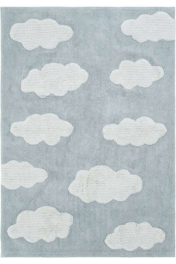 Cool Cotton Ccn 14 Multi Machine Washable Non-Slip Cotton Woven Cloud Pattern Baby Rug - 1