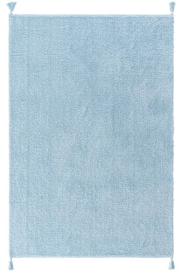 Cool Cotton Ccn Blue Machine Washable Non-Slip Natural Cotton Woven Baby Rug - 15