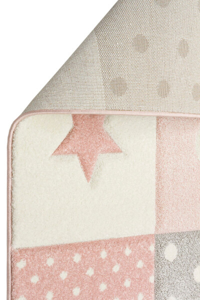 Cool Kids 05 Grey Pink Children's Room Rug Anti-Dust Soft Textured Baby Room Rug - 17