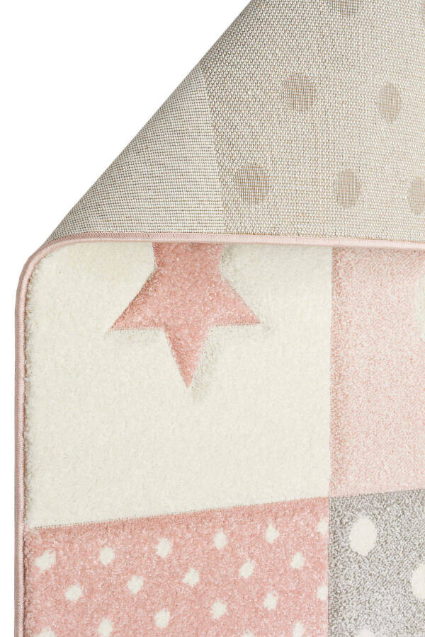 Cool Kids 05 Grey Pink Children's Room Rug Anti-Dust Soft Textured Baby Room Rug - 17