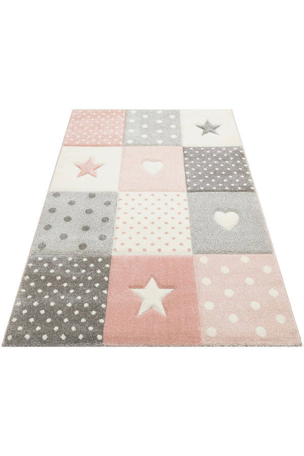 Cool Kids 05 Grey Pink Children's Room Rug Anti-Dust Soft Textured Baby Room Rug - 19