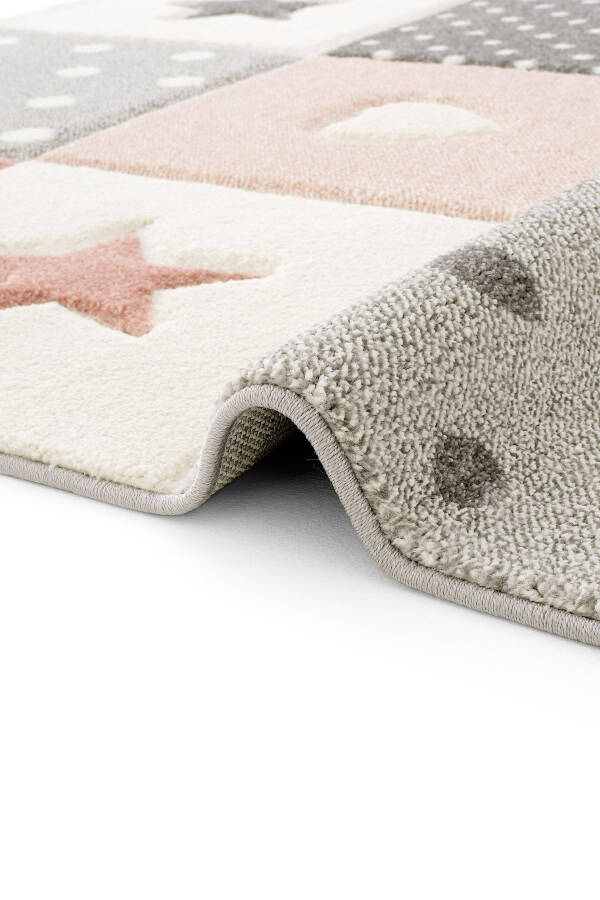 Cool Kids 05 Grey Pink Children's Room Rug Anti-Dust Soft Textured Baby Room Rug - 5