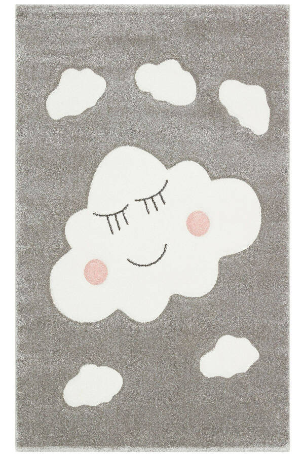 Cool Kids 09 Grey Kids Room Rug Anti-Dust Soft Textured Baby Room Rug - 20