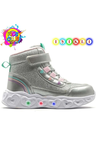 Cool Kids Orthopedic Lighted Sole Girls Boots (SILVER) - 1