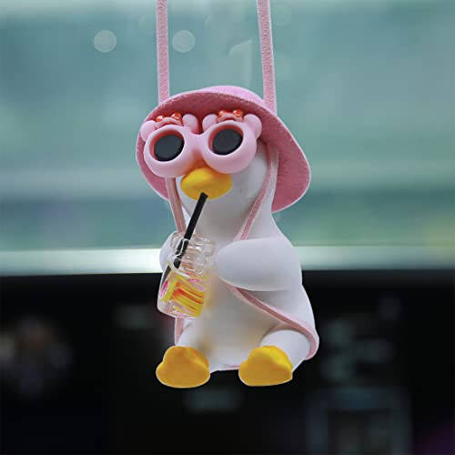 Cool Swinging Duck Car Hanging Ornament, Pendant Interior Rearview Mirror Decoration and Car Rear View Mirrior Hanging Accessories - 1