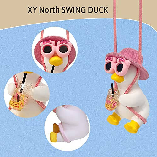 Cool Swinging Duck Car Hanging Ornament, Pendant Interior Rearview Mirror Decoration and Car Rear View Mirrior Hanging Accessories - 4