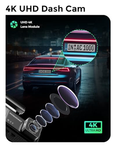 COOLCRAZY Dash Cam 4K Ön, Arabalar İçin Dahili WiFi GPS Dash Kamera, 3.2” IPS Ekranlı Dashcam Uygulama Kontrolüyle, Ücretsiz 32G Kart, 170° Geniş Açı, 24 Saat Park Modu, WDR, Gece Görüşü, G-Sensör - 8