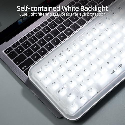 CoolKiller Balloon 84 Low Profile Mechanical Keyboard, Customized Backlight Hot Swappable Keyboard with BT5.1/2.4G/USB-C Wireless Gaming Gasket Structure for Windows/Mac (White, Tactile Switches) - 3