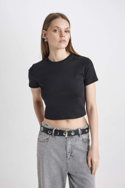 Coool Fitted Ribana Basic Short Sleeve T-Shirt Black - 6