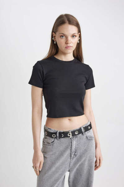 Coool Fitted Ribana Basic Short Sleeve T-Shirt Black - 7