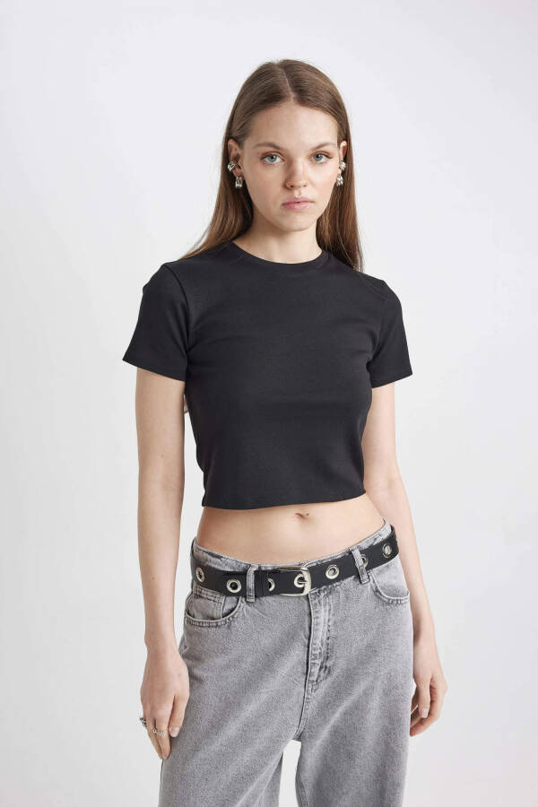 Coool Fitted Ribana Basic Short Sleeve T-Shirt Black - 12