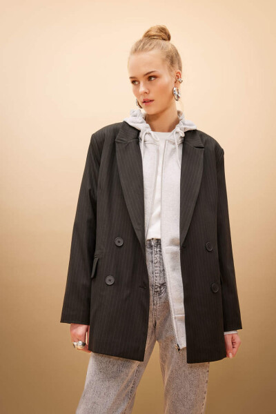 Coool Oversize Fit Blazer Ceket Siyah - 1