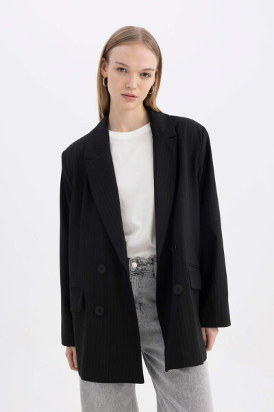 Coool Oversize Fit Blazer Ceket Siyah - 4